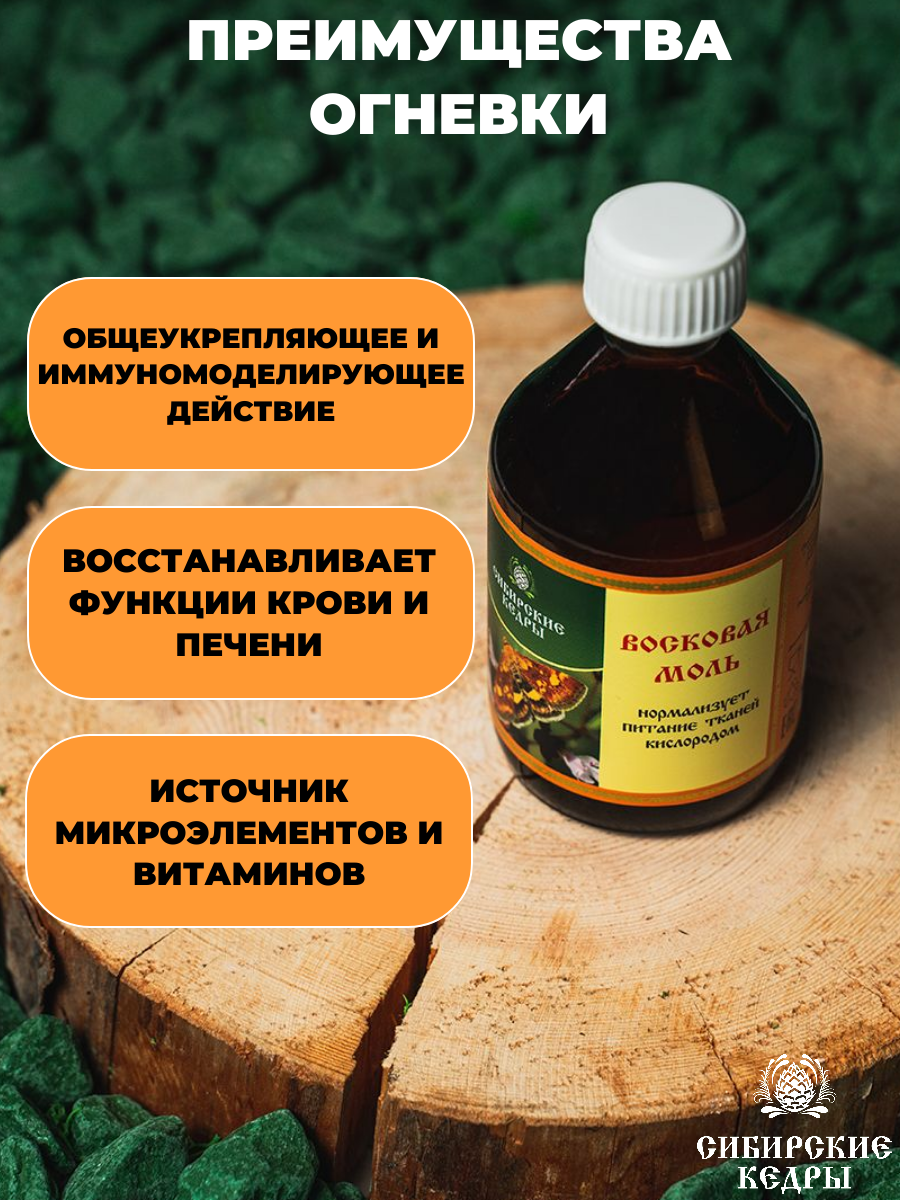 Огневка (восковая моль) на кедровом масле 100 мл